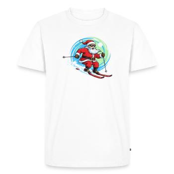 Christmas Man Skiing Winter Fun - Men's Premium Organic T-Shirt - white - Front - Nico (187cm)