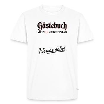 Livre d’or 29e anniversaire – J’y étais Chemise - T-shirt Premium bio Homme - blanc - Devant - Nico (187cm)