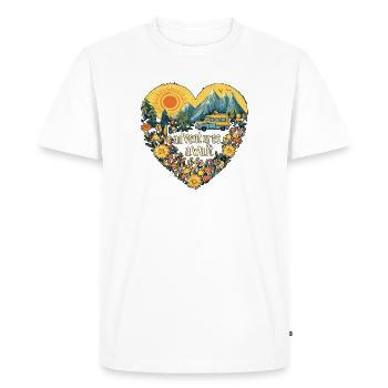 Camping Adventures await - Men's Premium Organic T-Shirt - white - Front - Nico (187cm)