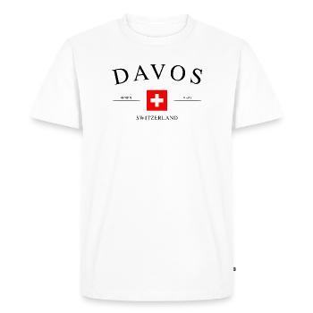 Davos, Suisse – Souvenir et cadeau des Fêtes - T-shirt Premium bio Homme - blanc - Devant - Nico (187cm)