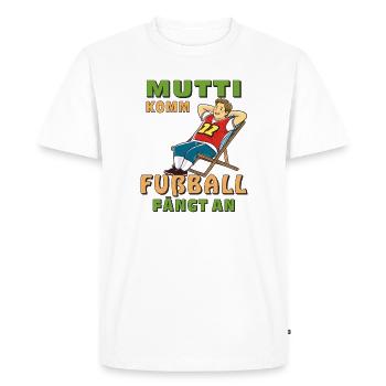 DECK CHAIR MAN MOM COME FOOTBALL STARTS - Men's Premium Organic T-Shirt - white - Front - Nico (187cm)