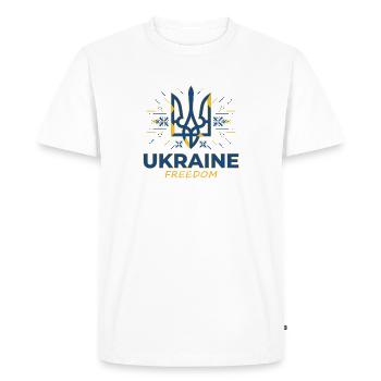 Emblème du Trident de la Liberté de l’Ukraine - T-shirt Premium bio Homme - blanc - Devant - Nico (187cm)