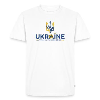 Trident Sunflower Ukraine Flag - Men's Premium Organic T-Shirt - white - Front - Nico (187cm)