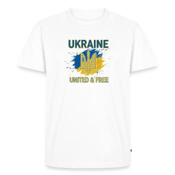 L’unité et la liberté de l’Ukraine - T-shirt Premium bio Homme - blanc - Devant - Nico (187cm)