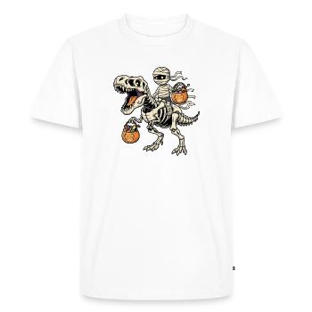 Momie équitation squelette T-Rex Halloween dinosaure - T-shirt Premium bio Homme - blanc - Devant - Nico (187cm)