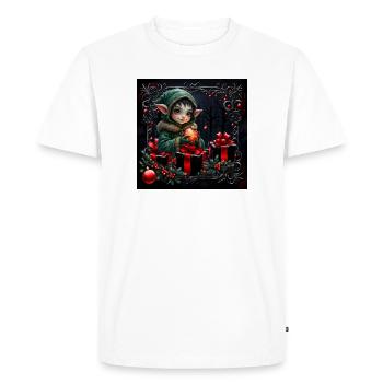 Lutin de Noël en scène festive - T-shirt Premium bio Homme - blanc - Devant - Nico (187cm)