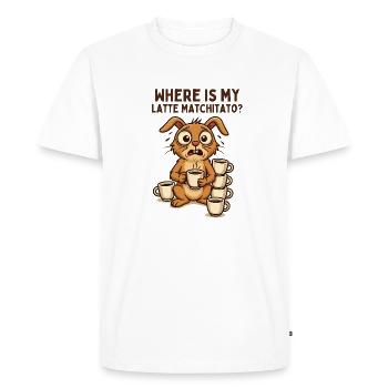 Café Lapin Chaos Dessin animé Petit-déjeuner Caféine - T-shirt Premium bio Homme - blanc - Devant - Nico (187cm)