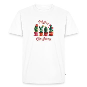 Cactus Noël Joyeux Noël - T-shirt Premium bio Homme - blanc - Devant - Nico (187cm)