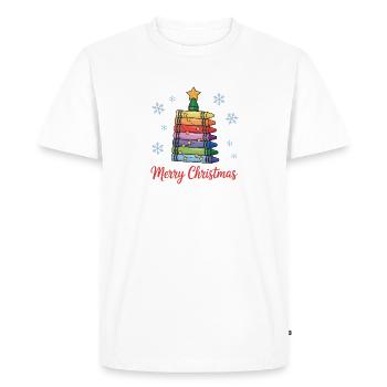 Christmas tree of crayons with stars - Men's Premium Organic T-Shirt - white - Front - Nico (187cm)