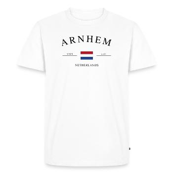 Arnhem Netherlands – Holiday Souvenir & Gift - Men's Premium Organic T-Shirt - white - Front - Nico (187cm)