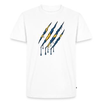Suède Drapeau Griffe Grunge Sverige Scratch Trace - T-shirt Premium bio Homme - blanc - Devant - Nico (187cm)