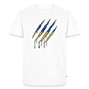 Griffe de drapeau de l’Ukraine - Griffe de griffe - T-shirt Premium bio Homme - blanc - Devant - Nico (187cm)