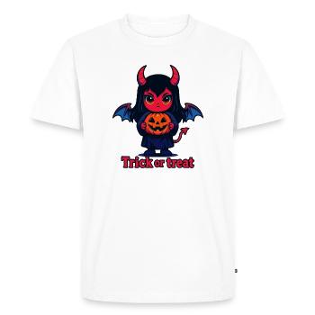 Trick or Treat – Diable mignon - T-shirt Premium bio Homme - blanc - Devant - Nico (187cm)