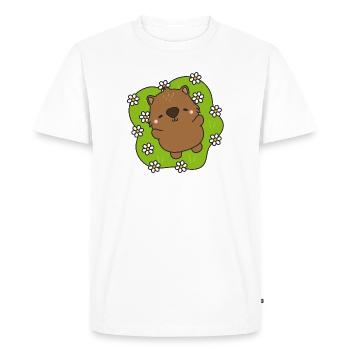 Castor mignon au cœur floral - T-shirt Premium bio Homme - blanc - Devant - Nico (187cm)