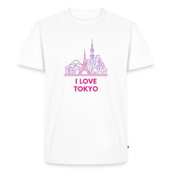 Tokyo Neon Skyline Love Japan Silhouette - Men's Premium Organic T-Shirt - white - Front - Nico (187cm)