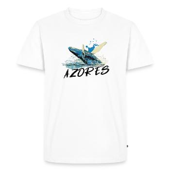 Vague abstraite bleue avec baleine à bosses - T-shirt Premium bio Homme - blanc - Devant - Nico (187cm)