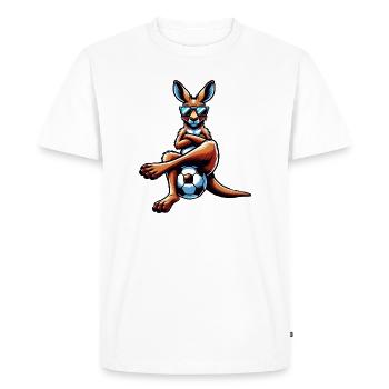 Cool kangaroo with sunglasses and soccer ball - Men's Premium Organic T-Shirt - white - Front - Nico (187cm)