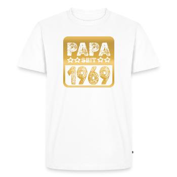 Papa 1969 - Men's Premium Organic T-Shirt - white - Front - Nico (187cm)