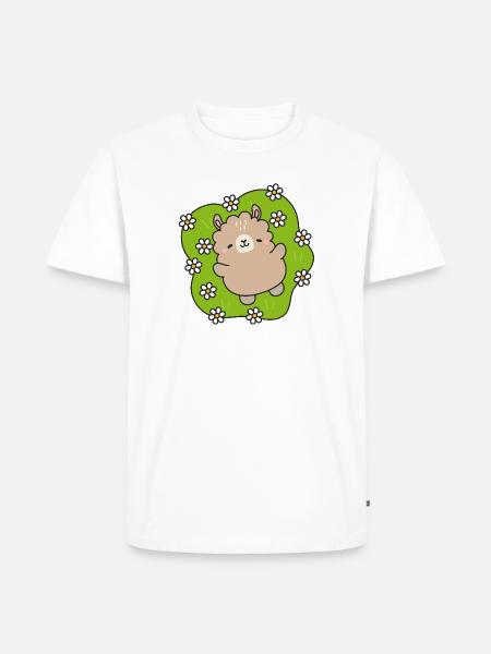 Glücklicher Bär im Blumengarten - Männer Premium Bio T-Shirt - Weiß