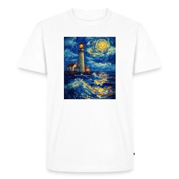 Phare Mer Baltique Mer Nord Plage Nord - T-shirt Premium bio Homme - blanc - Devant - Nico (187cm)