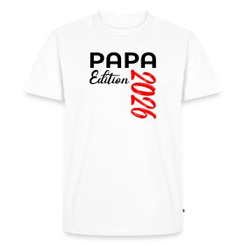 PAPA 2026 BÉBÉ ANNONCE - T-shirt Premium bio Homme - blanc - Devant - Nico (187cm)