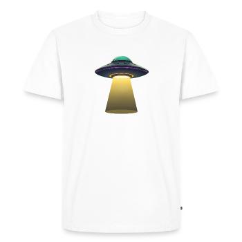 UFO Light Beam Abduction Scene - Men's Premium Organic T-Shirt - white - Front - Nico (187cm)