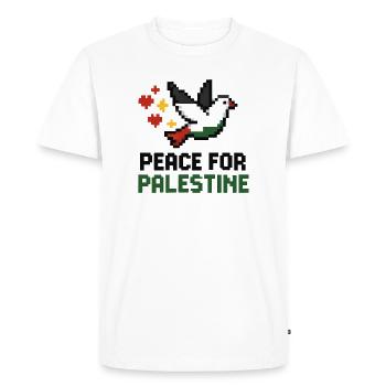 dove of peace in the colours of Palestine - Men's Premium Organic T-Shirt - white - Front - Nico (187cm)