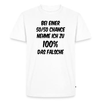 À 50/50, j’ai tort à 100 % - T-shirt Premium bio Homme - blanc - Devant - Nico (187cm)