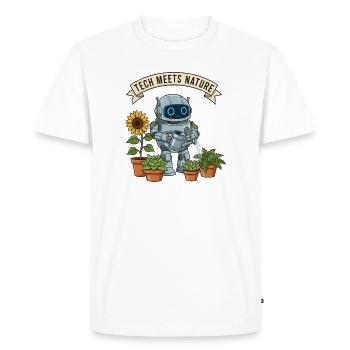 Tech meets nature robot gardener - Men's Premium Organic T-Shirt - white - Front - Nico (187cm)
