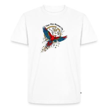 Time parrot in steampunk style - Men's Premium Organic T-Shirt - white - Front - Nico (187cm)