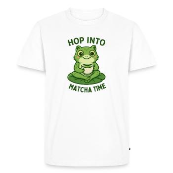 Matcha Frog Tea Time Motif Breakfast - Men's Premium Organic T-Shirt - white - Front - Nico (187cm)