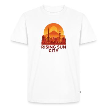 Rising Sun City Skyline Silhouette - Men's Premium Organic T-Shirt - white - Front - Nico (187cm)