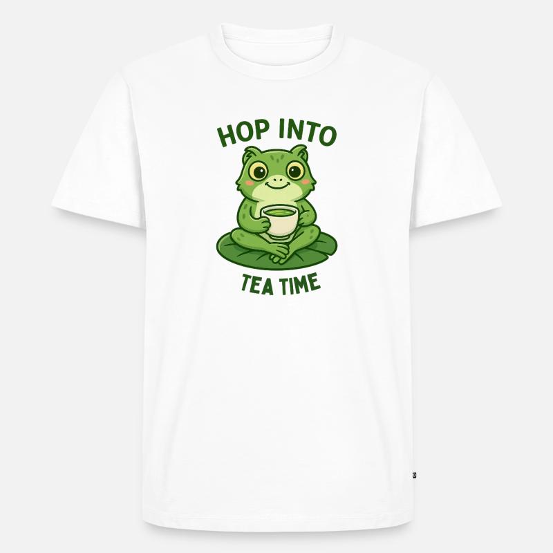 Frosch Teezeit Matcha Illustration Design  - Männer Premium Bio T-Shirt - Weiß