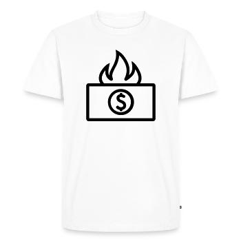 Burning Money - Men's Premium Organic T-Shirt - white - Front - Nico (187cm)