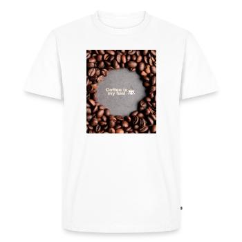 Le café est mon carburant – Citation amusante sur le café - T-shirt Premium bio Homme - blanc - Devant - Nico (187cm)