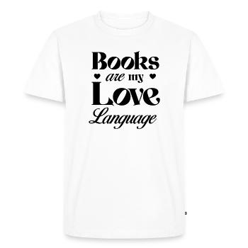 Le livre est mon langage d’amour - T-shirt Premium bio Homme - blanc - Devant - Nico (187cm)