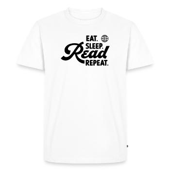 Manger Dormir Lire Répéter - T-shirt Premium bio Homme - blanc - Devant - Nico (187cm)