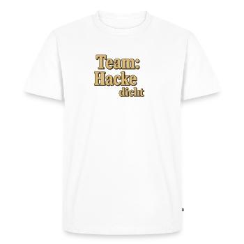 Team Hacke dicht – Vintage 3D Schrift - Men's Premium Organic T-Shirt - white - Front - Nico (187cm)