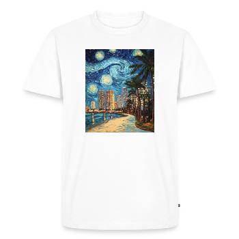 Miami Beach Florida Van Gogh Starry Night - Men's Premium Organic T-Shirt - white - Front - Nico (187cm)
