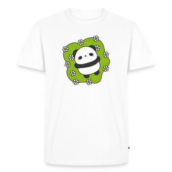 PandaGreen Floral Cuddle - Men's Premium Organic T-Shirt - white - Front - Nico (187cm)