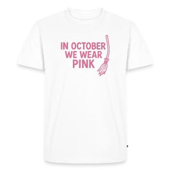En octobre, on porte du rose - T-shirt Premium bio Homme - blanc - Devant - Nico (187cm)