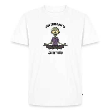 Zombie Zen in Lotus Position Meditation - Men's Premium Organic T-Shirt - white - Front - Nico (187cm)