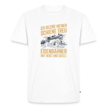 Je resterai fidèle à mon cheminot avec - T-shirt Premium bio Homme - blanc - Devant - Nico (187cm)