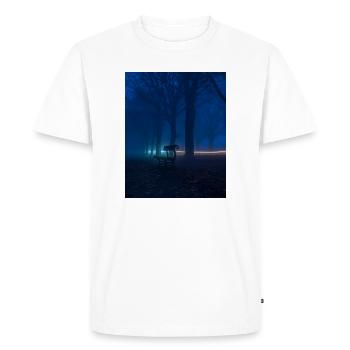 Banc solitaire dans le parc brumeux - T-shirt Premium bio Homme - blanc - Devant - Nico (187cm)