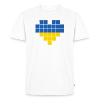Pixel Heart Drapeau de l’Ukraine - T-shirt Premium bio Homme - blanc - Devant - Nico (187cm)