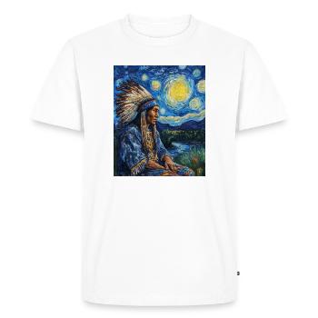 Indian Chief Van Gogh Style Starry Night - Men's Premium Organic T-Shirt - white - Front - Nico (187cm)