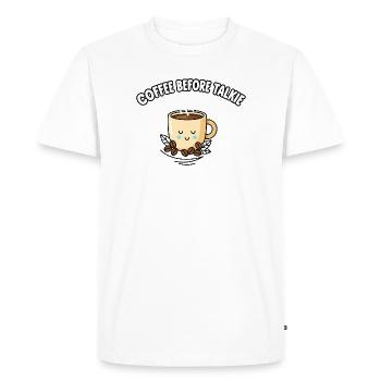 Café avant talkie Jolie tasse à café kawaii - T-shirt Premium bio Homme - blanc - Devant - Nico (187cm)