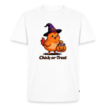 Poussin ou friandise - T-shirt Premium bio Homme - blanc - Devant - Nico (187cm)