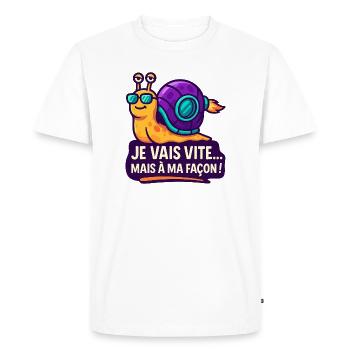 Cosmic Snail in Solar - Men's Premium Organic T-Shirt - white - Front - Nico (187cm)