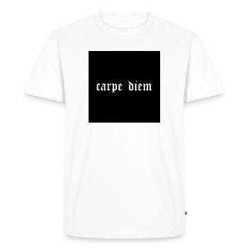 Carpe Diem Gothic Tee - Men's Premium Organic T-Shirt - white - Front - Nico (187cm)